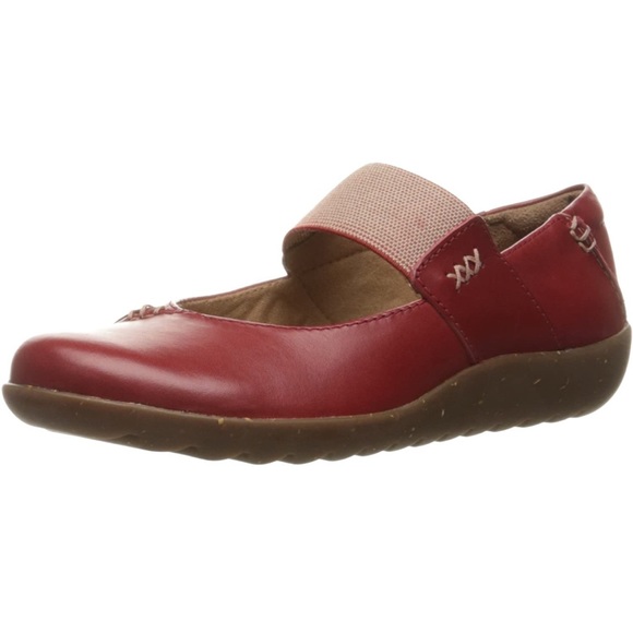 NIB Clarks red Medora Elie Mary Jane flats, size 8 1/2 M - Picture 2 of 12